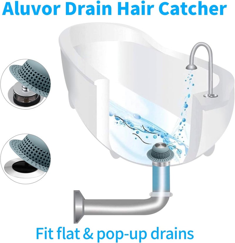 Aluvor Shower Drain Hair Catcher, Bathtub Drain Cover Foldable Silicone Shower & Tub Protector for Pop-Up & Regular Drains - Image 3